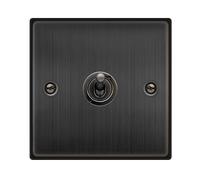 Click Deco VPBZ421 Victorian 10AX 1-Gang 2-Way Toggle Plate Switch - Matt Bronze