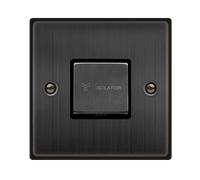 Click Deco VPBZ520BK Victorian 10A Ingot 3 Pole Fan Isolation Plate Switch - Matt Bronze (Black)