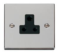 Click Deco VPCH038BK Victorian 5A Round Pin Socket Outlet - Polished Chrome (Black)