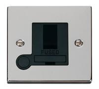 Click Deco VPCH051BK Victorian 13A DP Switched Fused Spur + Flex Outlet - Polished Chrome (Black)