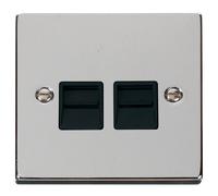Click Deco VPCH126BK Victorian Twin Secondary Telephone Outlet - Polished Chrome (Black)