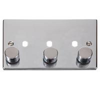 Click Deco VPCH153PL Victorian 3G Unfurnished Dimmer Plate & Knobs (1200W Max) - Polished Chrome