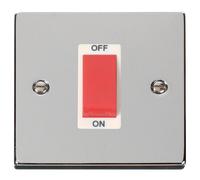 Click Deco VPCH200WH Victorian 45A 1G Double Pole Switch - Polished Chrome (White)