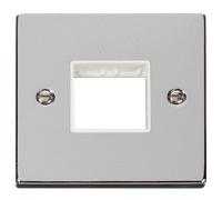 Click Deco VPCH402WH Victorian 2G MiniGrid Unfurnished Front Plate - Polished Chrome (White)