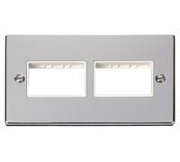 Click Deco VPCH406WH Victorian 6G MiniGrid Unfurnished Front Plate - Polished Chrome (White)