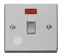 Click Deco VPCH523WH Victorian 20A Ingot DP Switch + Neon + Flex Outlet - Polished Chrome (White)