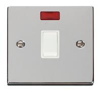 Click Deco VPCH623WH Victorian 20A DP Switch + Neon - Polished Chrome (White)