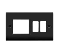 Click Deco VPMB31102 2 Gang GridPro Frontplate with Twin New Media Aperture - Matt Black