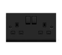Click Deco VPMB536BK Victorian 13A Ingot 2G DP Switched Socket - Matt Black (Black)