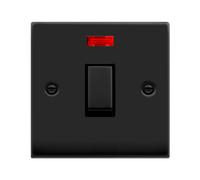 Click Deco VPMB723BK Victorian 20A Ingot DP Switch + Neon - Matt Black (Black)