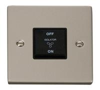 Click Deco VPPN020BK Victorian 10A 3 Pole Fan Isolation Plate Switch - Pearl Nickel (Black)