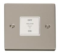 Click Deco VPPN020WH Victorian 10A 3 Pole Fan Isolation Plate Switch - Pearl Nickel (White)