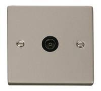 Click Deco VPPN065BK Victorian Single Co-Axial Outlet (Non-Isolated) - Pearl Nickel (Black)