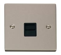 Click Deco VPPN120BK Victorian Single Master Telephone Outlet - Pearl Nickel (Black)