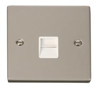 Click Deco VPPN120WH Victorian Single Master Telephone Outlet - Pearl Nickel (White)