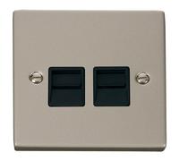 Click Deco VPPN126BK Victorian Twin Secondary Telephone Outlet - Pearl Nickel (Black)
