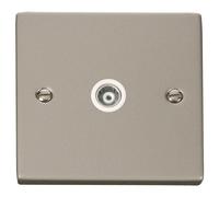 Click Deco VPPN158WH Victorian Single Co-Axial Outlet (Isolated) - Pearl Nickel (White)