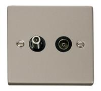 Click Deco VPPN170BK Victorian Satellite & Co-Axial Outlet (Non-Isolated) - Pearl Nickel (Black)
