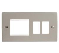 Click Deco VPPN31102 2 Gang GridPro Frontplate with Twin New Media Aperture - Pearl Nickel