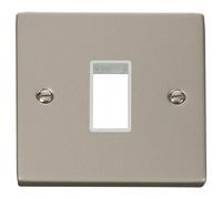 Click Deco VPPN401WH Victorian 1G MiniGrid Unfurnished Front Plate - Pearl Nickel (White)