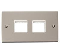 Click Deco VPPN404WH Victorian 4G MiniGrid Unfurnished Front Plate - Pearl Nickel (White)