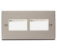 Click Deco VPPN406WH Victorian 6G MiniGrid Unfurnished Front Plate - Pearl Nickel (White)