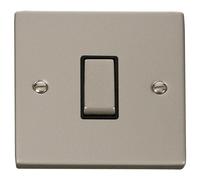 Click Deco VPPN425BK Victorian 10AX Ingot 1-Gang Intermediate Plate Switch - Pearl Nickel (Black)