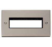 Click Deco VPPN426BK Victorian 2G MiniGrid Unfurnished Front Plate (6 In-Line) - Pearl Nickel (Black)