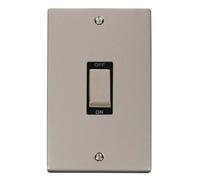 Click Deco VPPN502BK Victorian 45A Ingot 2G Double Pole Switch (Vertical) - Pearl Nickel (Black)