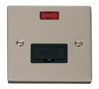 Click Deco VPPN653BK Victorian 13A Fused Spur + Neon - Pearl Nickel (Black)