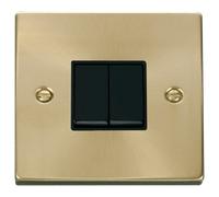 Click Deco VPSB012BK Victorian 10AX 2-Gang 2-Way Plate Switch - Satin Brass (Black)