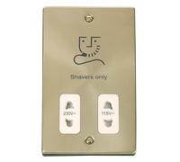 Click Deco VPSB100WH Victorian 115V/230V Dual Voltage Shaver Socket - Satin Brass (White)