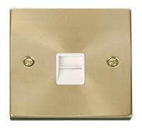 Click Deco VPSB120WH Victorian Single Master Telephone Outlet - Satin Brass (White)