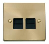 Click Deco VPSB121BK Victorian Twin Master Telephone Outlet - Satin Brass (Black)