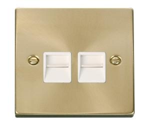 Click Deco VPSB126WH Victorian Twin Secondary Telephone Outlet - Satin Brass (White)