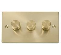 Click Deco VPSB163 Victorian 3-Gang 2-Way 100W LED Dimmer Switch - Satin Brass