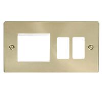 Click Deco VPSB31102 2 Gang GridPro Frontplate with Twin New Media Aperture - Satin Brass