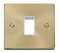Click Deco VPSB401WH Victorian 1G MiniGrid Unfurnished Front Plate - Satin Brass (White)