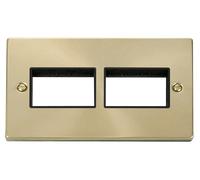 Click Deco VPSB406BK Victorian 6G MiniGrid Unfurnished Front Plate - Satin Brass (Black)