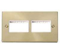 Click Deco VPSB406WH Victorian 6G MiniGrid Unfurnished Front Plate - Satin Brass (White)