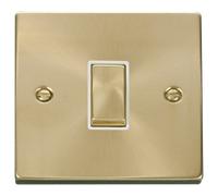 Click Deco VPSB411WH Victorian 10AX Ingot 1-Gang 2-Way Plate Switch - Satin Brass (White)