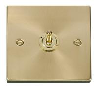 Click Deco VPSB421 Victorian 10AX 1-Gang 2-Way Toggle Plate Switch - Satin Brass