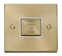 Click Deco VPSB520WH Victorian 10A Ingot 3 Pole Fan Isolation Plate Switch - Satin Brass (White)