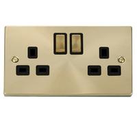 Click Deco VPSB536BK Victorian 13A Ingot 2G DP Switched Socket - Satin Brass (Black)