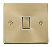 Click Deco VPSB722WH Victorian 20A Ingot DP Switch - Satin Brass (White)