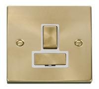 Click Deco VPSB751WH Victorian 13A Ingot DP Switched Fused Spur - Satin Brass (White)