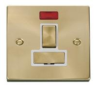 Click Deco VPSB752WH Victorian 13A Ingot DP Switched Fused Spur + Neon - Satin Brass (White)