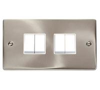 Click Deco VPSC019WH Victorian 10AX 4-Gang 2-Way Plate Switch - Satin Chrome (White)