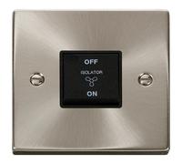 Click Deco VPSC020BK Victorian 10A 3 Pole Fan Isolation Plate Switch - Satin Chrome (Black)