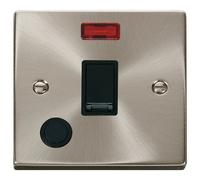 Click Deco VPSC023BK Victorian 20A 1G DP Switch + Neon + Flex Outlet - Satin Chrome (Black)